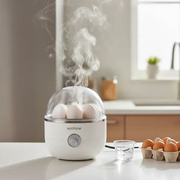 Ecotone Electric Egg Boiler in a modern kitchen, cooking eggs for a healthy breakfast.